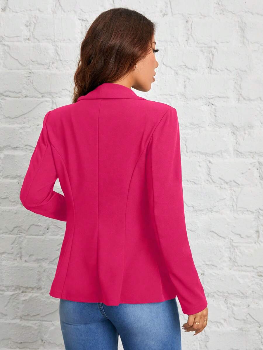 Women's Black Shawl Collar Single Button Suit Jacket Autumn Winter Commuter Business Casual Petite Elegant Office Blazer Chic