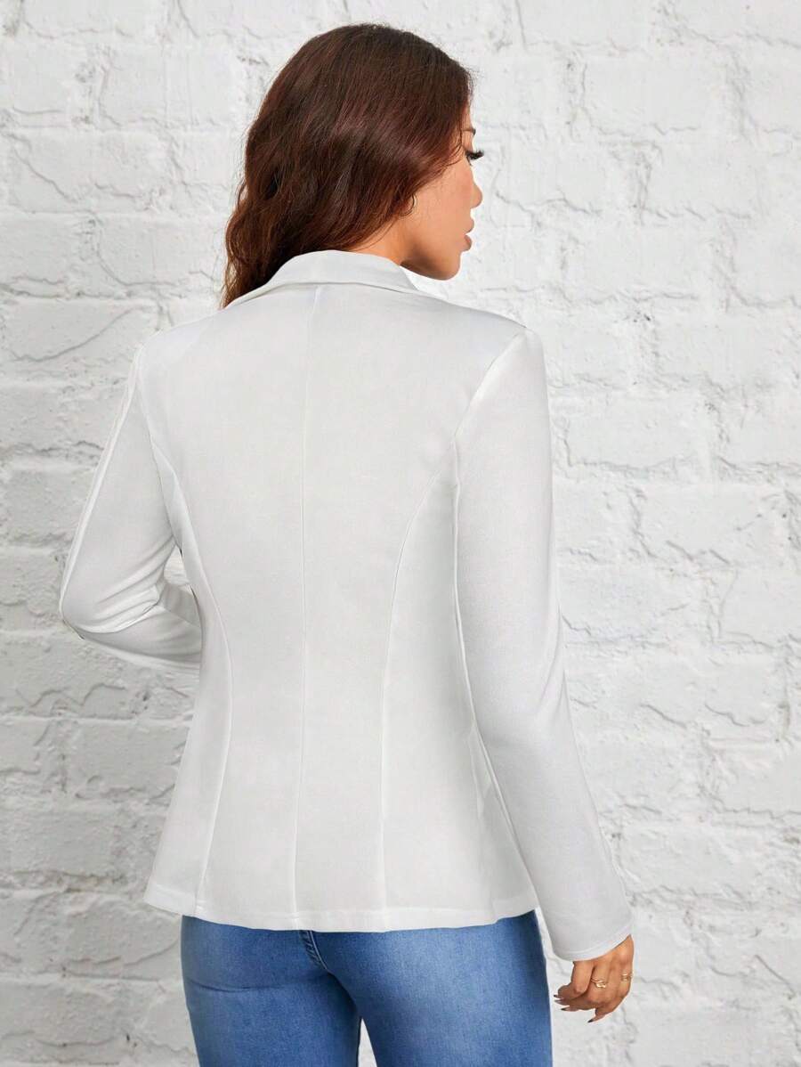 Women's Black Shawl Collar Single Button Suit Jacket Autumn Winter Commuter Business Casual Petite Elegant Office Blazer Chic