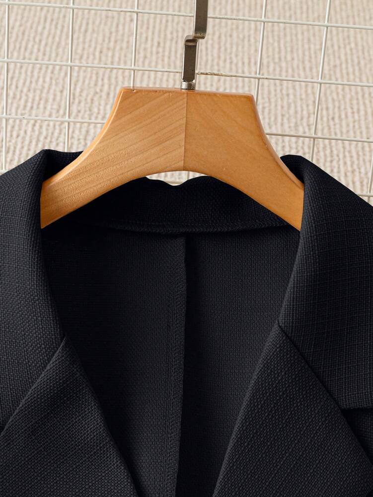 Women's Short Sleeve Blazer Faux Pearl Metal Button French Style Elegant Casual Commuter Outfit Spring Summer Business Jacket
