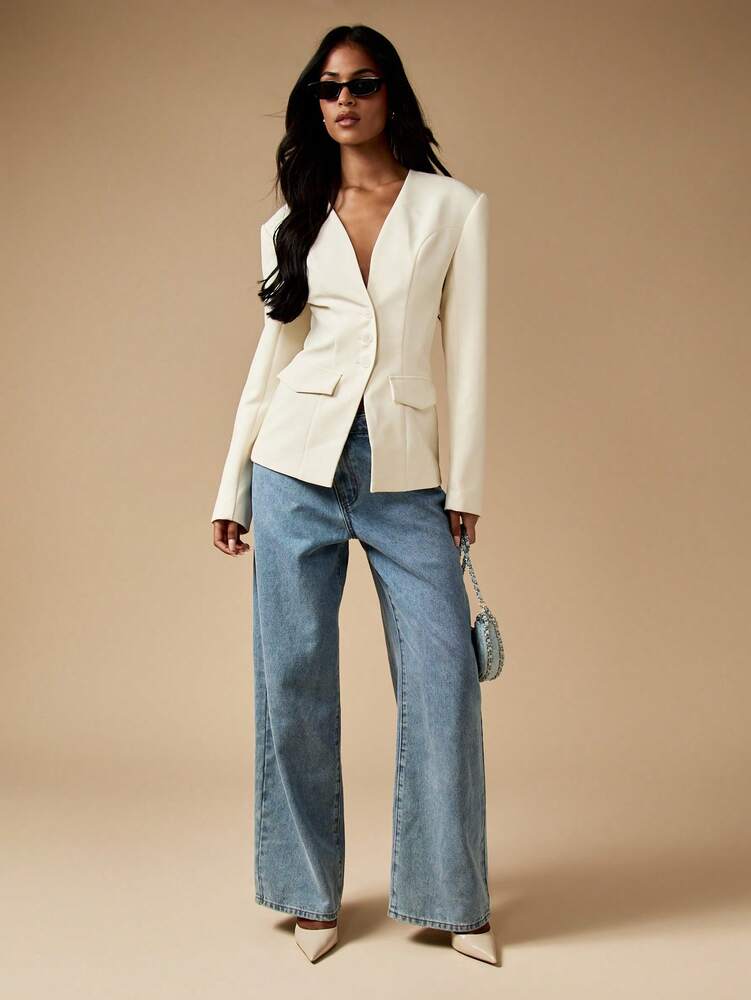 Women's Slim Fit Professional Blazer Tailored Business Suit Jacket Evening Formal Career Executive Office Attire Elegant Chic