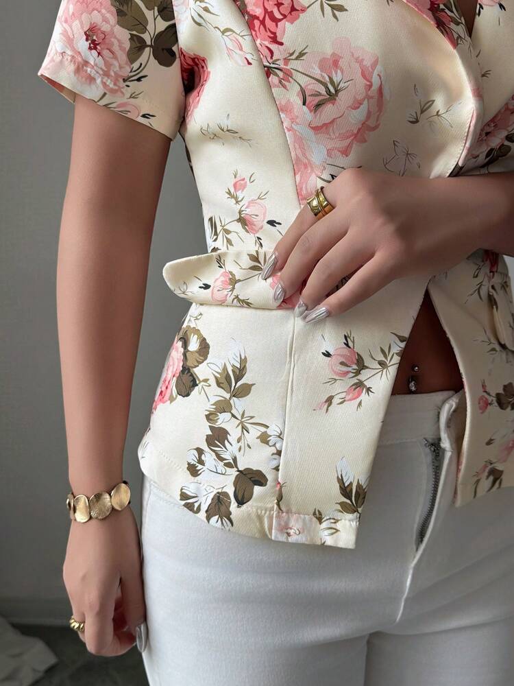 Women's Digital Print Blazer Jacket Elegant Romantic Casual Commuter Outfit Office Attire Fashion Stylish Trendy Suit For Women