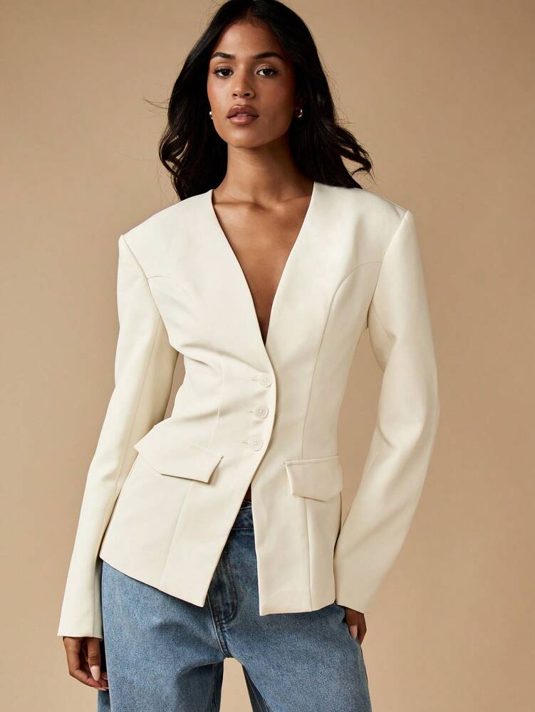 Women's Slim Fit Professional Blazer Tailored Business Suit Jacket Evening Formal Career Executive Office Attire Elegant Chic