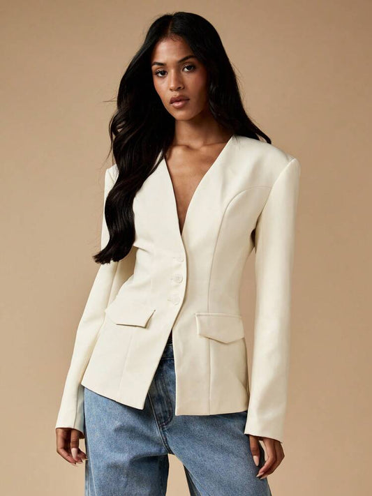 Women's Slim Fit Professional Blazer Tailored Business Suit Jacket Evening Formal Career Executive Office Attire Elegant Chic