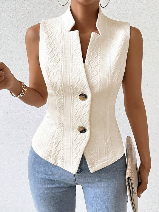 Women's Single Breasted Suit Vest Elegant Solid Color Casual Business Attire Commuter Fashion Slim Fit Jacket Waistcoat Chic