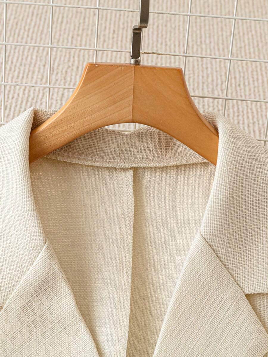 Women's Short Sleeve Blazer Faux Pearl Metal Button French Style Elegant Casual Commuter Outfit Spring Summer Business Jacket