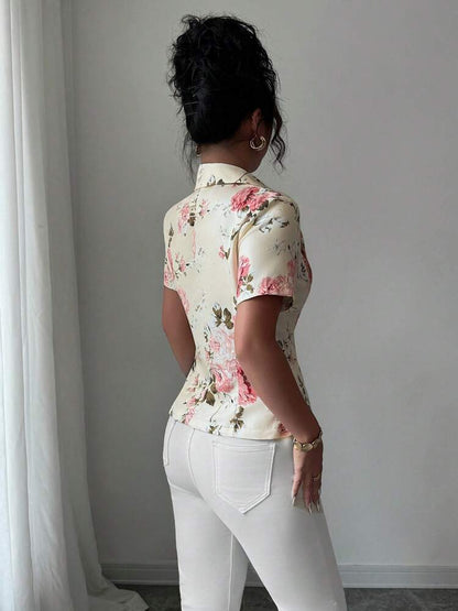 Women's Digital Print Blazer Jacket Elegant Romantic Casual Commuter Outfit Office Attire Fashion Stylish Trendy Suit For Women