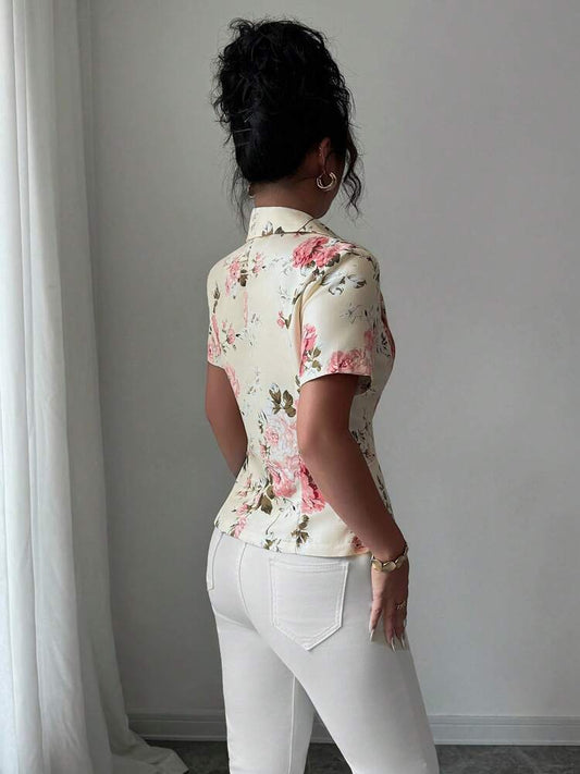 Women's Digital Print Blazer Jacket Elegant Romantic Casual Commuter Outfit Office Attire Fashion Stylish Trendy Suit For Women