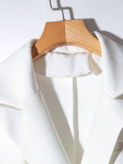 Women's Double Breasted Sleeveless Blazer Peak Collar Elegant Business Solid Color Suit Jacket Casual Commuter Office Outfit