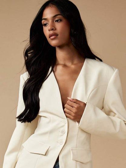 Women's Slim Fit Professional Blazer Tailored Business Suit Jacket Evening Formal Career Executive Office Attire Elegant Chic