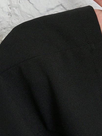 Women's Black Shawl Collar Single Button Suit Jacket Autumn Winter Commuter Business Casual Petite Elegant Office Blazer Chic